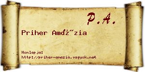 Priher Amázia névjegykártya